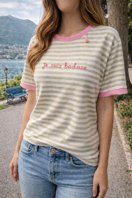T-shirt a Righe Je Suis Badass