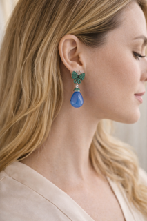 Orecchini Blu con Pietra a Goccia