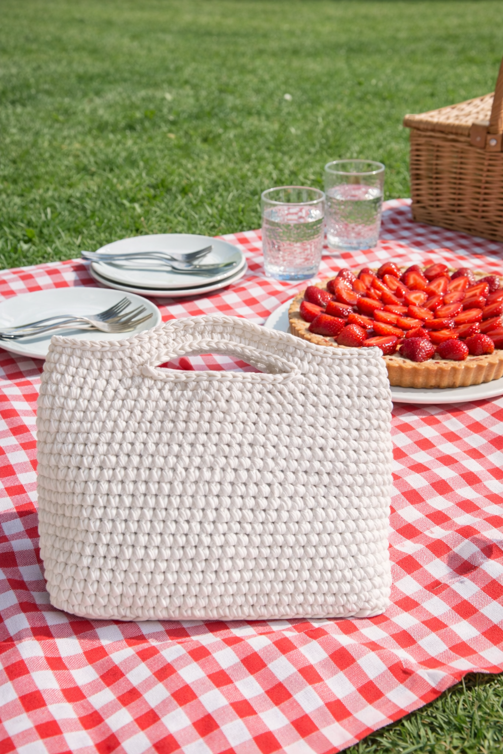 Borsa Bianca Intrecciata in ecopelle